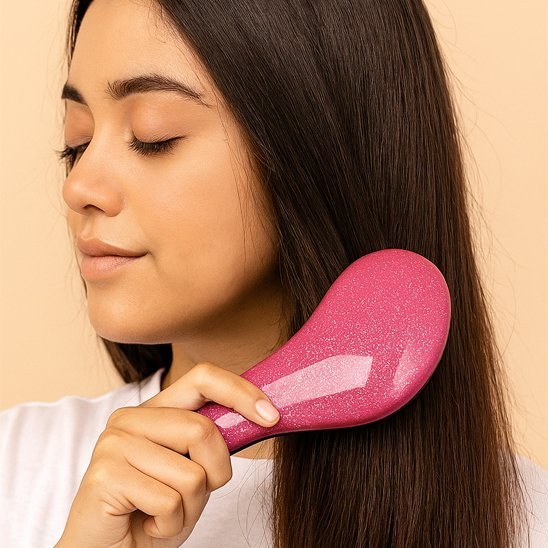 brosse a cheveux demelante brune