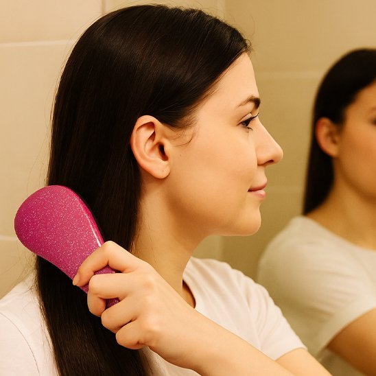 brosse a cheveux demelante miroir 