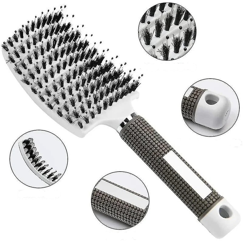 brosse a cheveux professionnel blanc  demelante ergonomique cheveux lisse