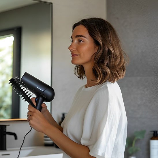 Brosse cheveux bouclés fille avec séchoire