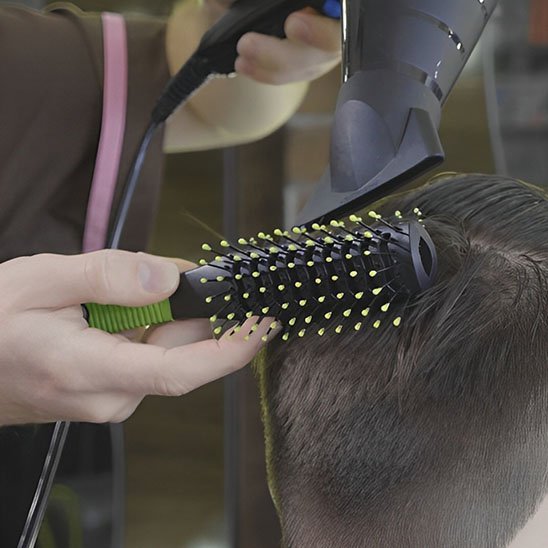 Brosse cheveux bouclés étire cheveux  brosse vert et noir