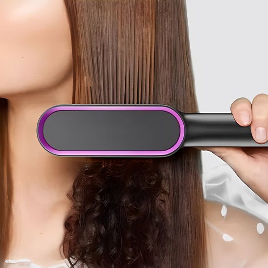 Brosse lissante cheveux lisse brune