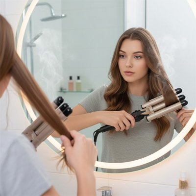 Fer a friser devant miroir 
