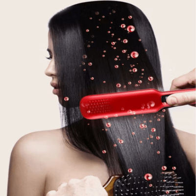 Lisseur Cheveux - HairStraightenerBrush™ - Rouge - Nouvel'R coiffure