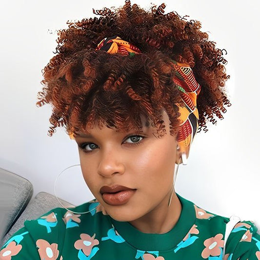 Perruque afro rousse ruban dans les cheveux