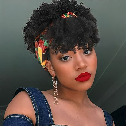 Perruque afro fille avec boucle d'oreille 