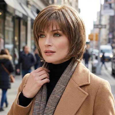 Perruque femme  fille manteau beige