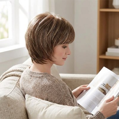 Perruque femme lit un livre