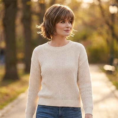 Perruque femme fille marche dehors 