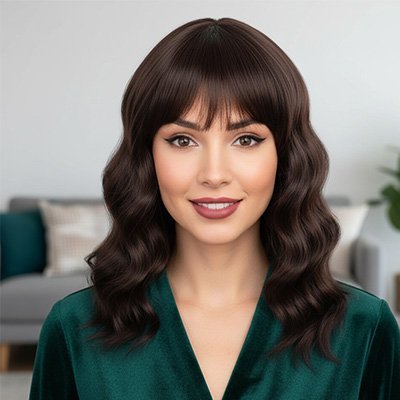 Perruque femme fille souriante 
