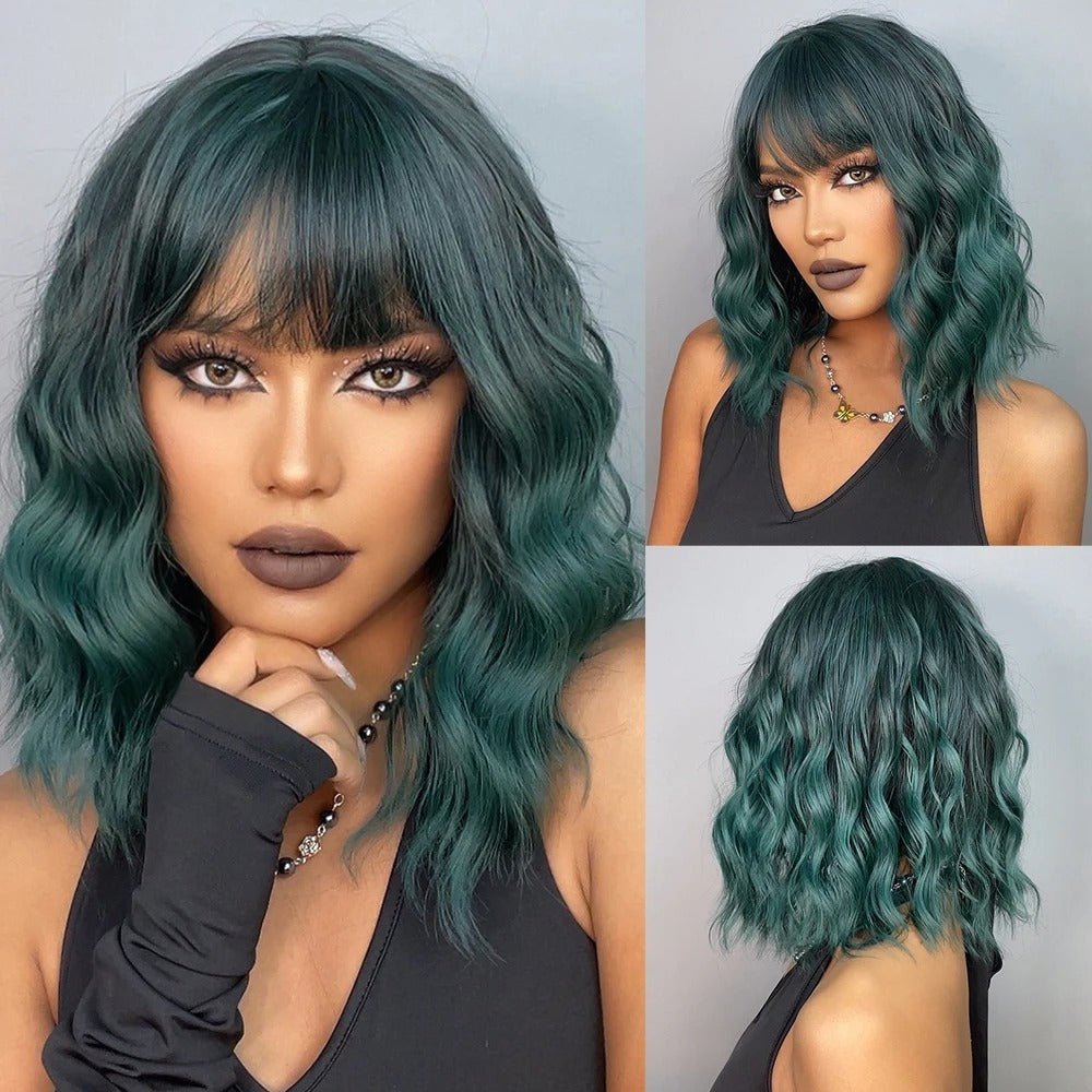 perruque vert bleu